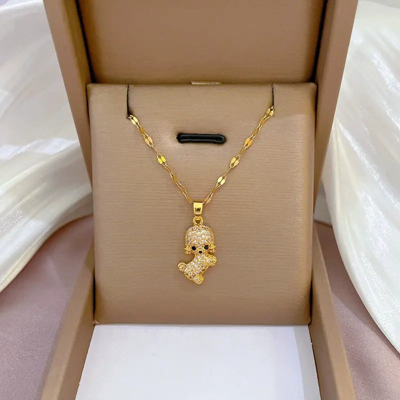 Diamond Puppy Pendant Necklace