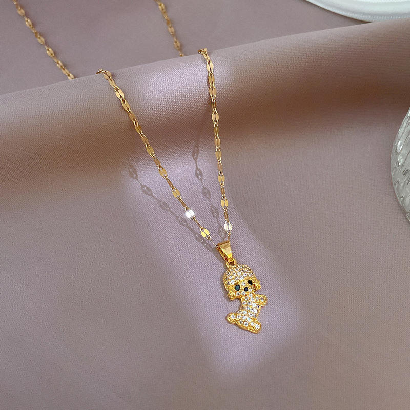 Diamond Puppy Pendant Necklace