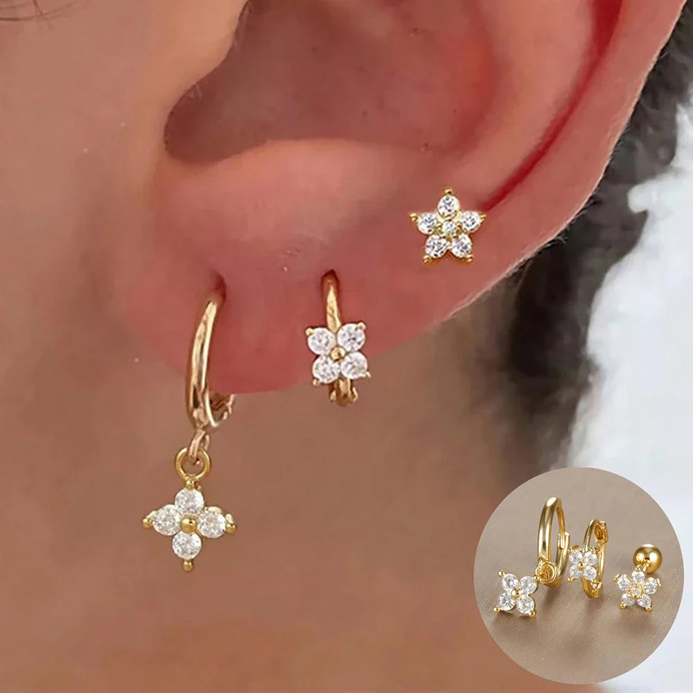 3PCS Crown Stud Earring Set for Women