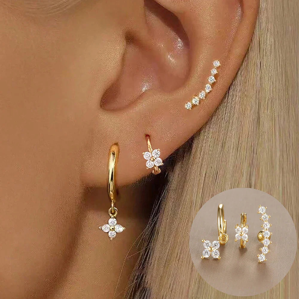 3PCS Crown Stud Earring Set for Women