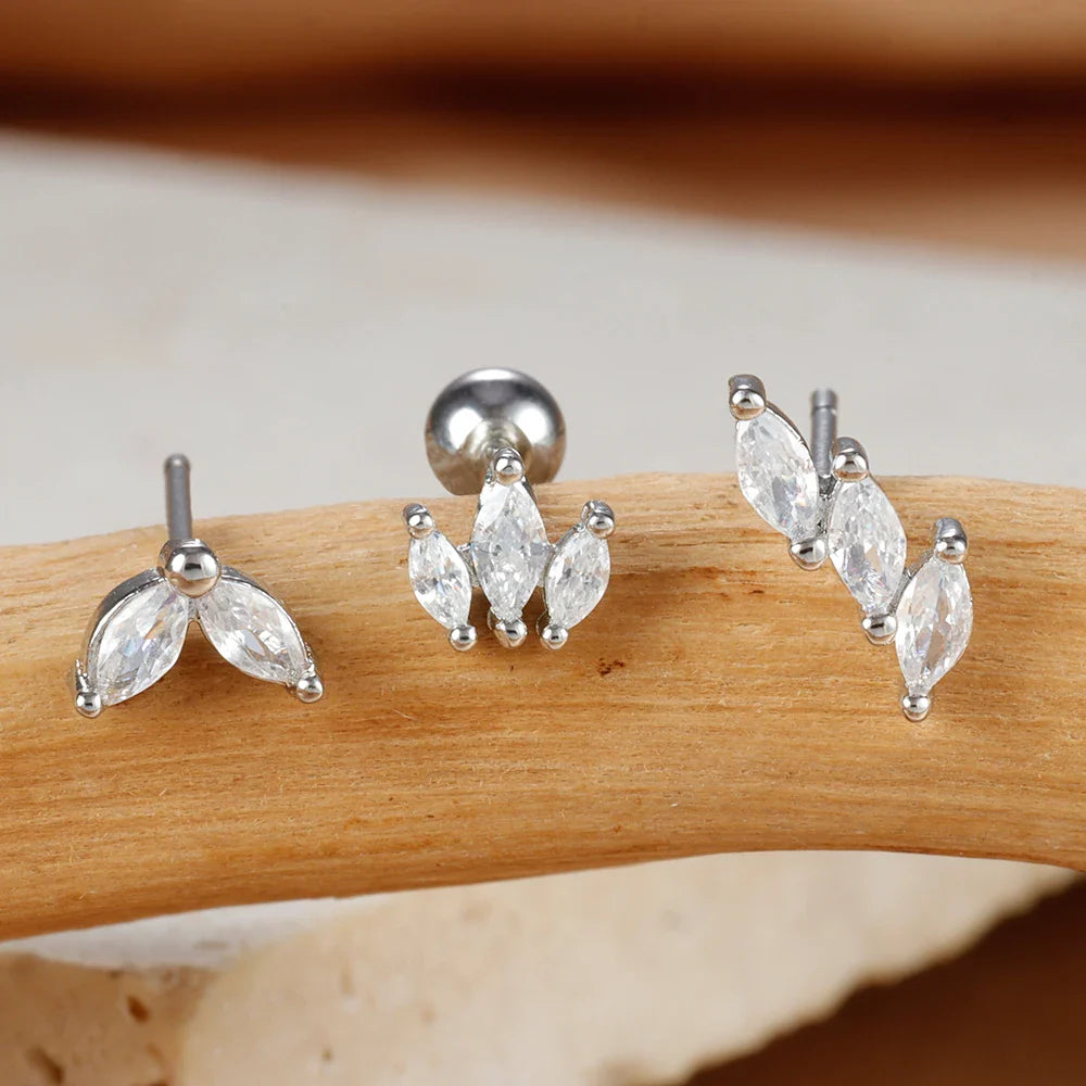 3PCS Crown Stud Earring Set for Women