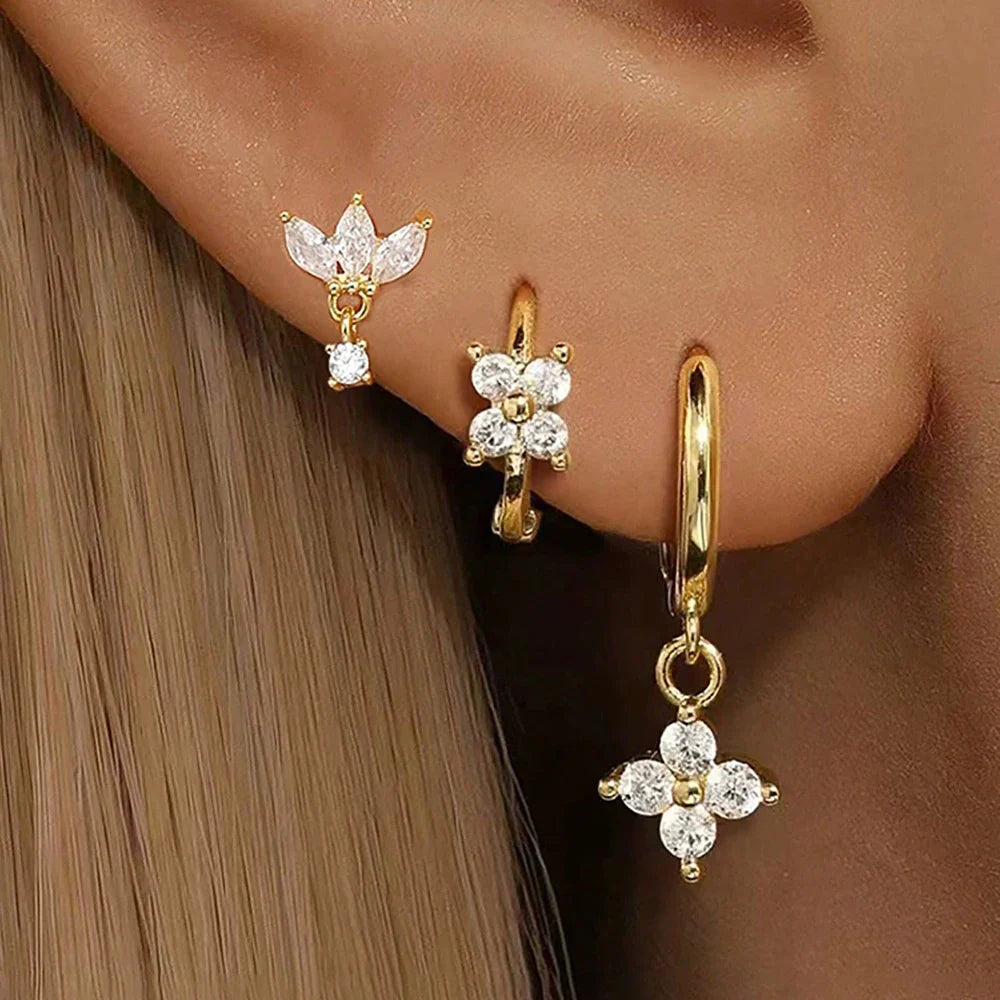 3PCS Crown Stud Earring Set for Women
