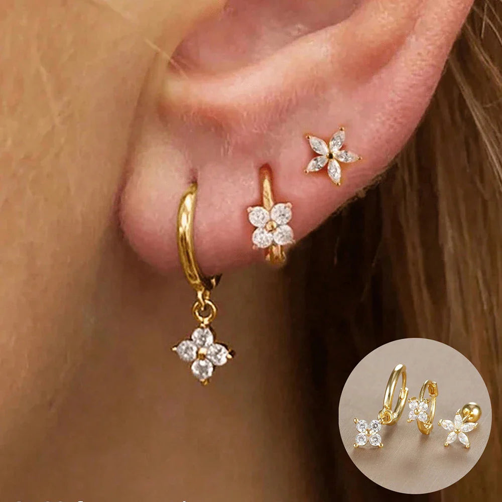 3PCS Crown Stud Earring Set for Women