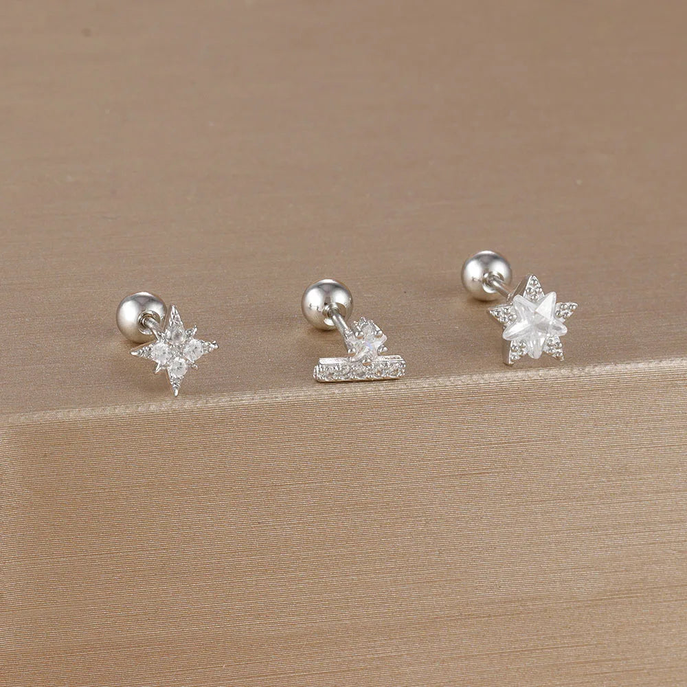 3PCS Crown Stud Earring Set for Women