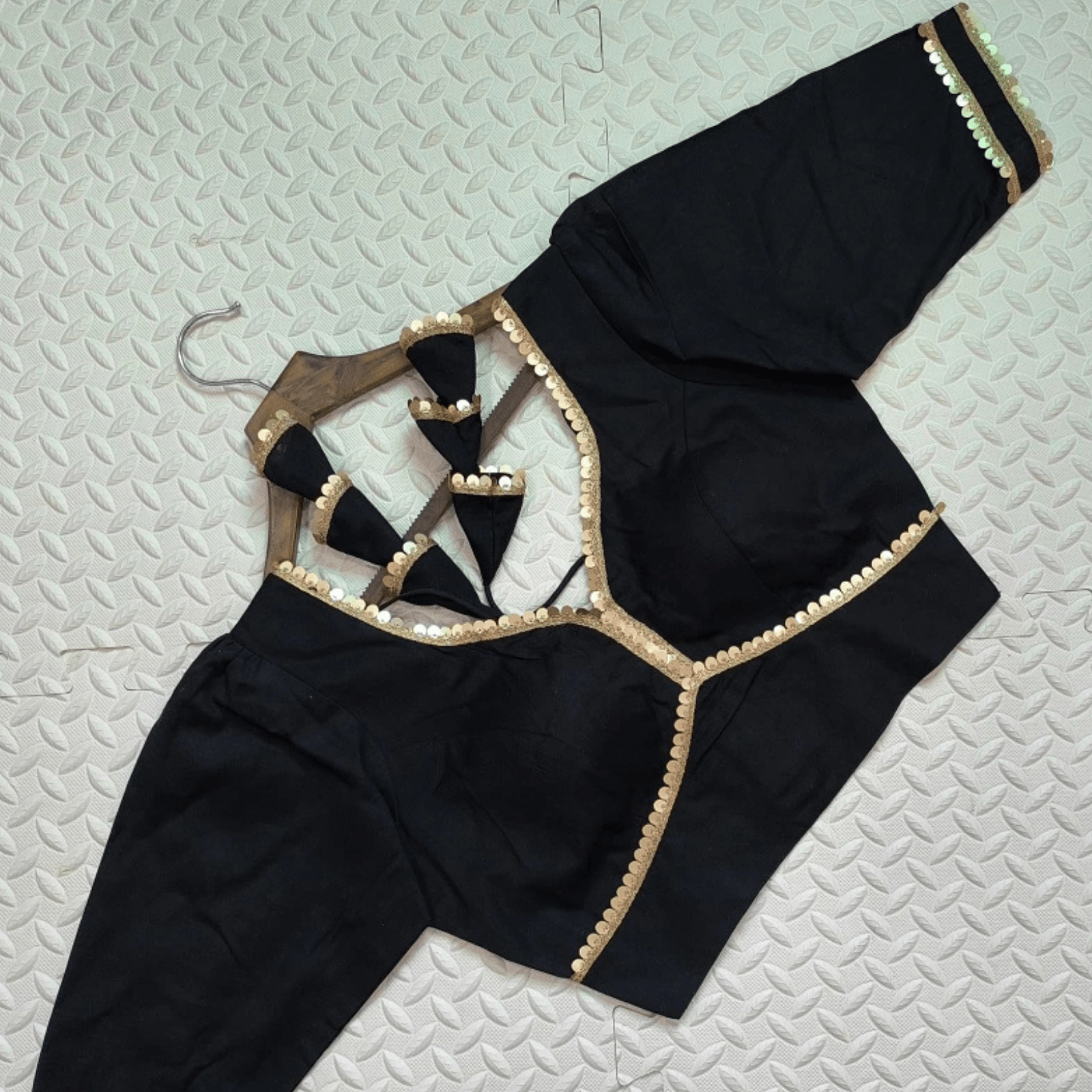 Avira Noir Sequin Flex Cotton Blouse